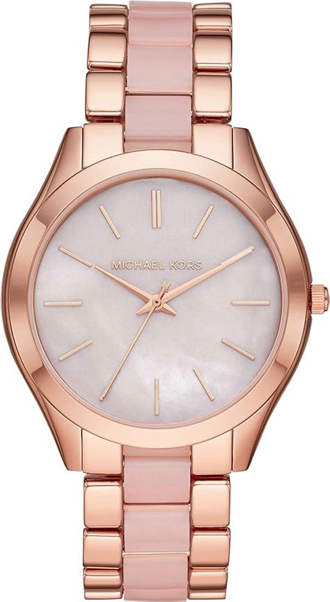 michael kors ladies slim runway mid size three hand|michael kors runway watch silver.